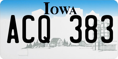 IA license plate ACQ383