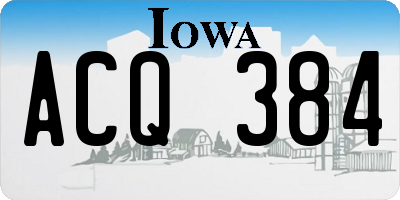 IA license plate ACQ384