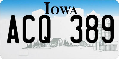 IA license plate ACQ389