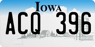 IA license plate ACQ396
