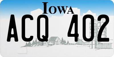 IA license plate ACQ402