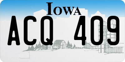 IA license plate ACQ409