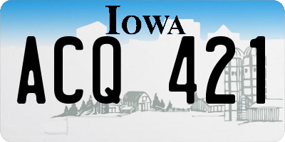 IA license plate ACQ421