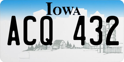 IA license plate ACQ432