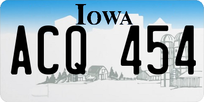 IA license plate ACQ454
