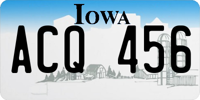 IA license plate ACQ456