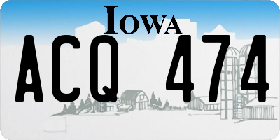 IA license plate ACQ474