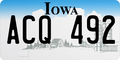 IA license plate ACQ492