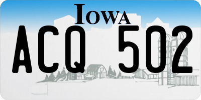 IA license plate ACQ502