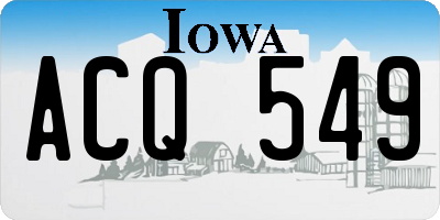 IA license plate ACQ549