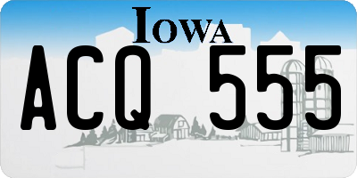 IA license plate ACQ555