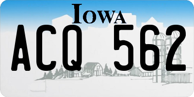 IA license plate ACQ562