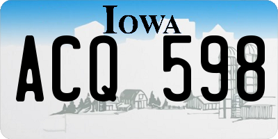 IA license plate ACQ598