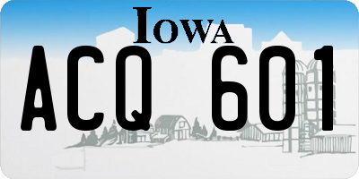 IA license plate ACQ601