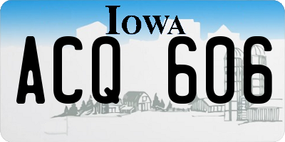 IA license plate ACQ606