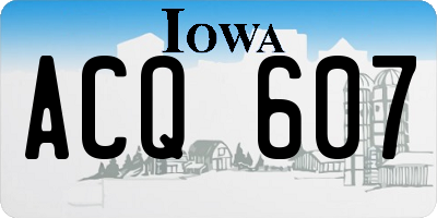 IA license plate ACQ607