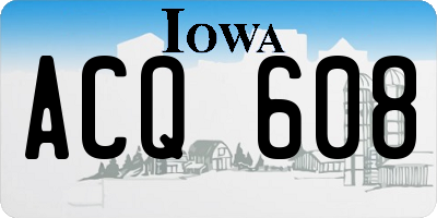 IA license plate ACQ608