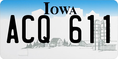 IA license plate ACQ611