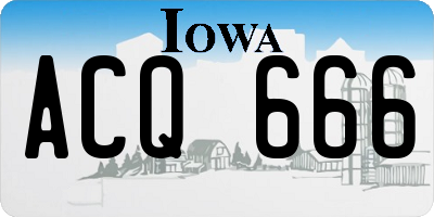 IA license plate ACQ666