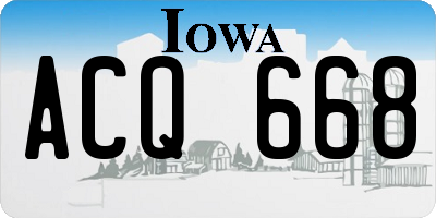 IA license plate ACQ668