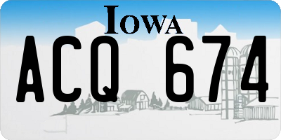 IA license plate ACQ674