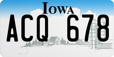 IA license plate ACQ678