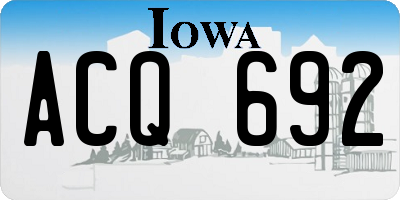 IA license plate ACQ692