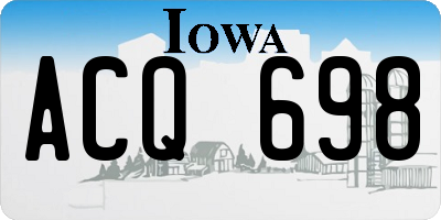 IA license plate ACQ698