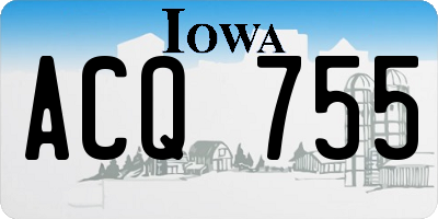 IA license plate ACQ755