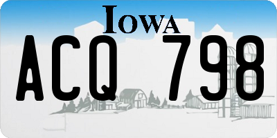 IA license plate ACQ798