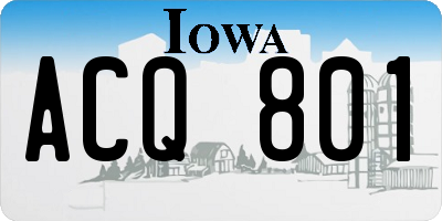 IA license plate ACQ801