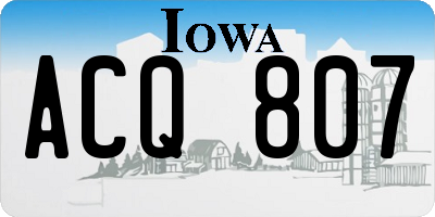 IA license plate ACQ807