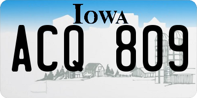 IA license plate ACQ809