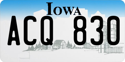 IA license plate ACQ830