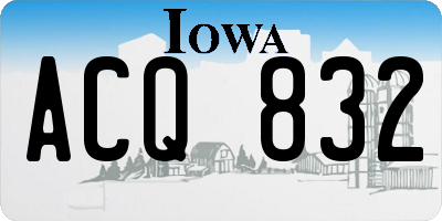 IA license plate ACQ832