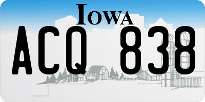IA license plate ACQ838
