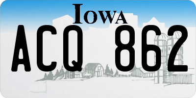 IA license plate ACQ862