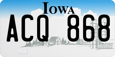 IA license plate ACQ868