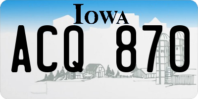 IA license plate ACQ870