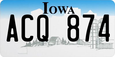 IA license plate ACQ874