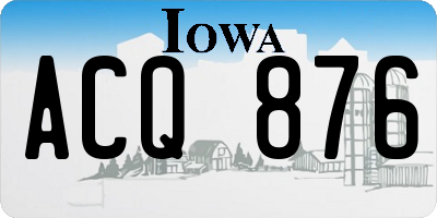 IA license plate ACQ876
