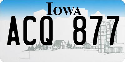 IA license plate ACQ877