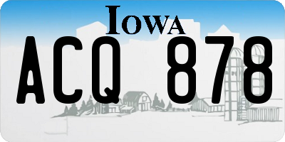 IA license plate ACQ878