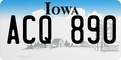 IA license plate ACQ890