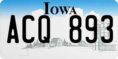 IA license plate ACQ893