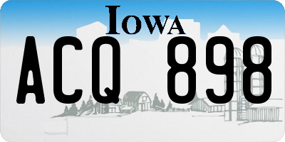 IA license plate ACQ898