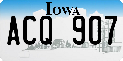 IA license plate ACQ907