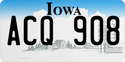 IA license plate ACQ908