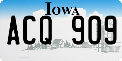 IA license plate ACQ909