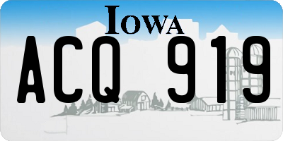 IA license plate ACQ919